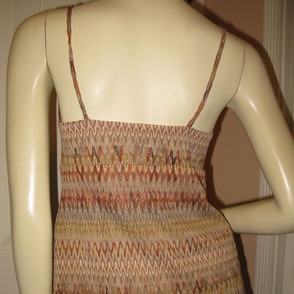 Vintage Y2K Ann Taylor Loft Knit Tank Top Cami Chevron Brown Tan Khaki Boho Chic - Picture 7 of 8